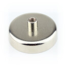 Neodymium flat pot magnets Ø 60 x 15 mm, with screwed bush - 110 kg / 1100 N