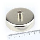 Neodymium flat pot magnets Ø 60 x 15 mm, with screwed bush - 110 kg / 1100 N