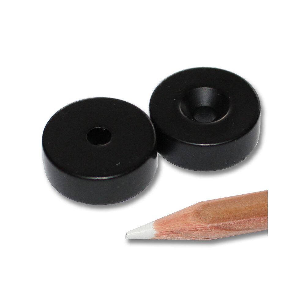 Neodymium magnets 20x4,2x7 with counterbore North black Epoxy - pull force 10,5 kg -