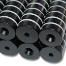 Neodymium magnets 20x4,2x7 with counterbore North black Epoxy - pull force 10,5 kg -