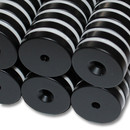 Neodymium magnets Ø25xØ4,2x5 with counterbore North black Epoxy - pull force 11,5 kg -