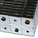 Neodymium magnets 20x20x5 with counterbore North 4,2 mm N40 - pull force 8 kg -