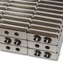 Neodymium magnets 30x10x5 with 2x bore counterbore North 4,2 mm N40 - pull force 6 kg -