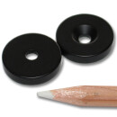 Neodymium magnets 20x4,2x4 with counterbore North black Epoxy - pull force 7,5 kg -