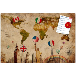 Magnetic pinboard World Travel 60x40 cm incl. 6 magnets