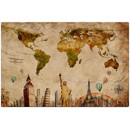Magnetic pinboard World Travel 60x40 cm incl. 6 magnets