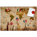 Magnetic pinboard World Travel 60x40 cm incl. 6 magnets