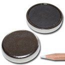 Ferrite flat pot magnets Ø 36 x 8,2 mm, Nickel -...