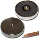 Ferrite flat pot magnets Ø 50 x 10 mm with internal thread M6 - 17 kg / 170 N
