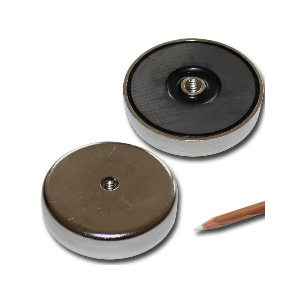 Ferrite flat pot magnets  80 x 18 mm with internal thread M10 - 55 kg / 550 N
