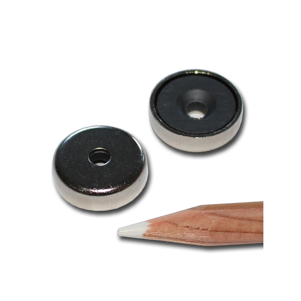 Ferrite flat pot magnets  16 x 4,5 mm, with counterbore - 1,4 kg / 14 N