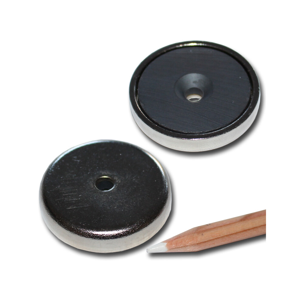 Ferrite flat pot magnets  40 x 8 mm, with counterbore - 9 kg / 90 N