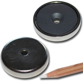 Ferrite flat pot magnets Ø 40 x 8 mm, with counterbore - 9 kg / 90 N