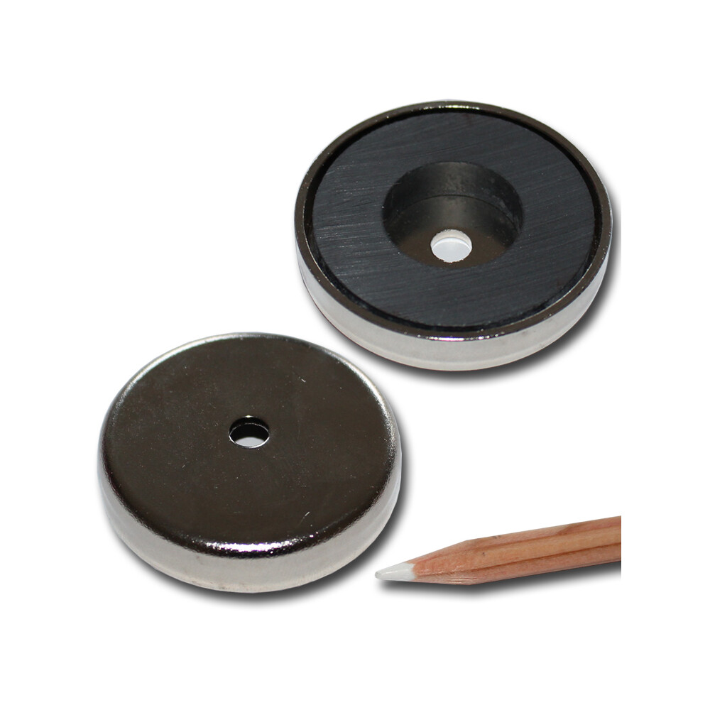 Ferrite flat pot magnets  50 x 10 mm, with bore - 18 kg / 180 N