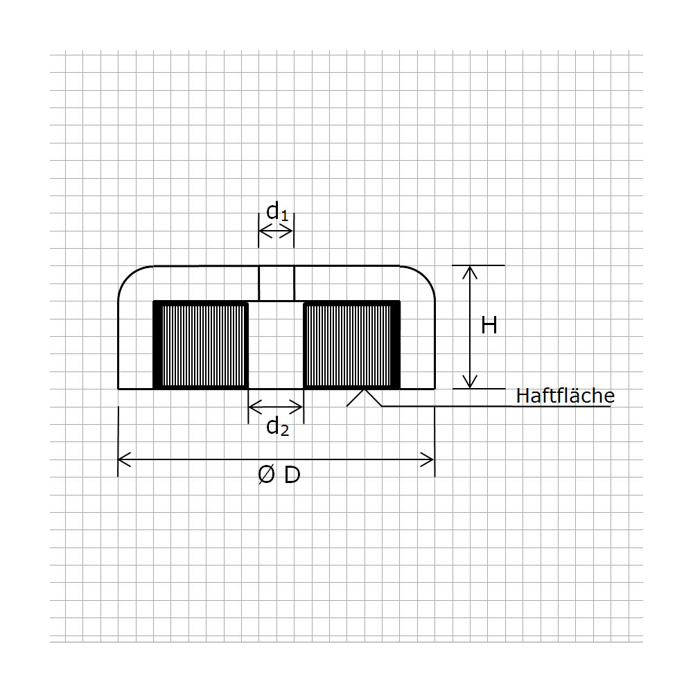5 HARTFERRIT FLACHGREIFER D63x14 mm FERRIT TOPF MAGNET SYSTEM BOHRUNG 29 KG 