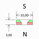 Neodym Magnete Ø10xØ3,5x3 mm NdFeB N40 SÜD Senkung NICKEL