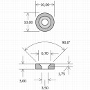 Neodymium magnets 10x3,5x3 with counterbore south black Epoxy - pull force 700 g -
