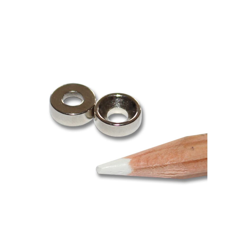 Neodym Magnete 8x3,5x3 mm NdFeB N45 SD Senkung NICKEL