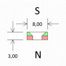 Neodym Magnete Ø8xØ3,5x3 mm NdFeB N45 SÜD Senkung NICKEL