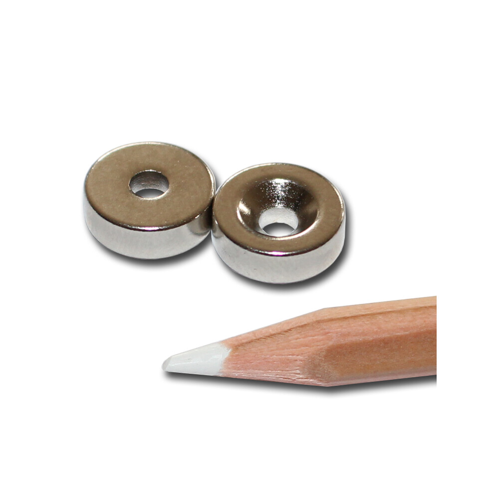 Neodymium magnets 12x3,5x4 with counterbore South NdFeB N40 - pull force 1,6 kg -