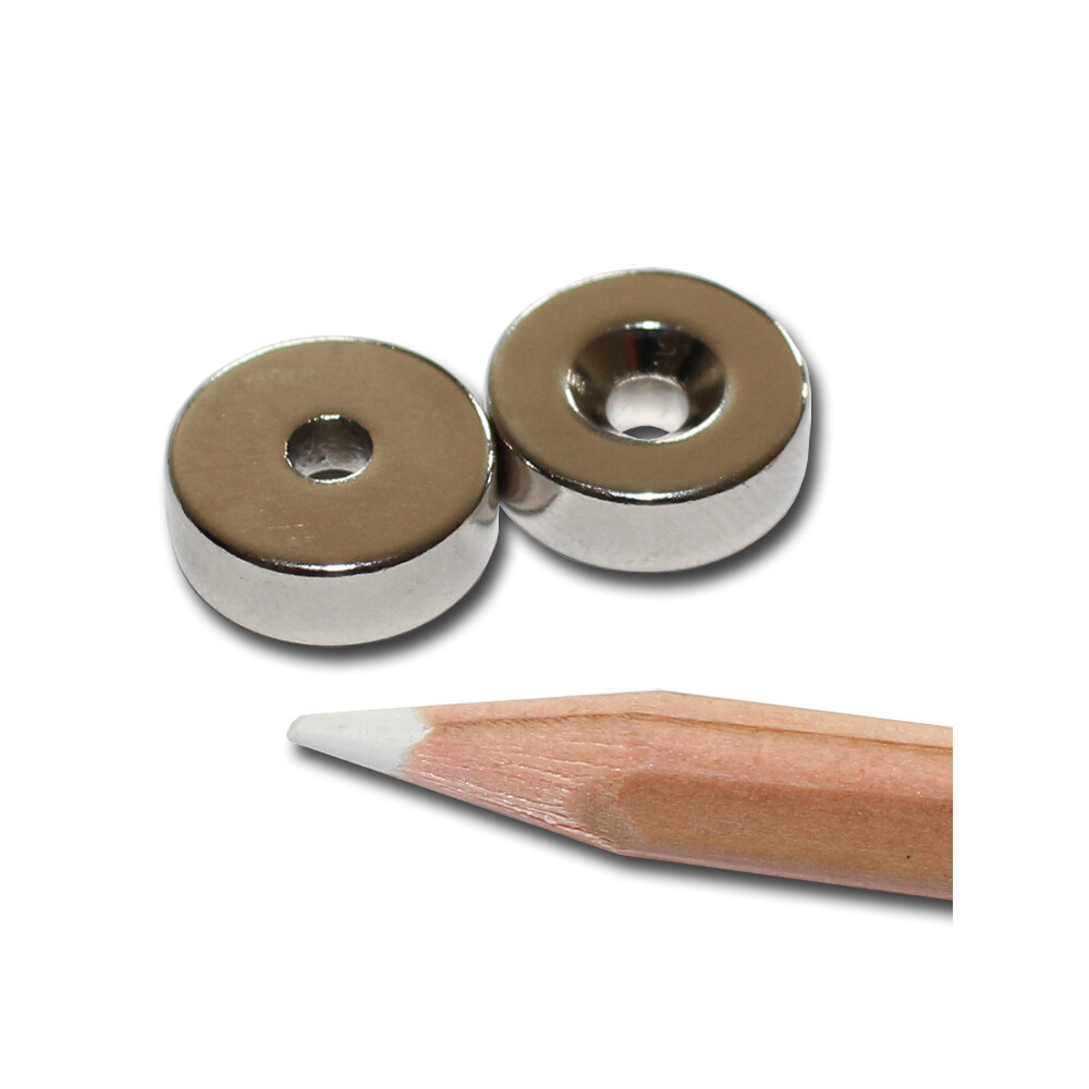 Neodym Magnete 14x3,5x5 mm NdFeB N40 SD Senkung NICKEL