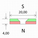 Neodym Magnete Ø20xØ4,2x4 mm NdFeB N45 SÜD Senkung NICKEL