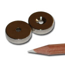 Neodymium magnets 18x3,5x5 with counterbore South NdFeB N40 - pull force 8 kg -