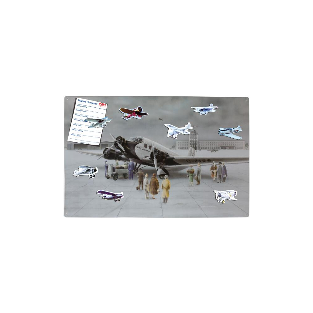 Magnetic pinboard Aeroplane Junkers JU52 60x40 cm incl. 8 magnets