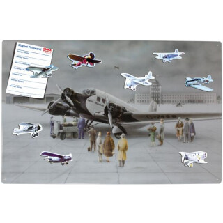 Magnetic pinboard Aeroplane Junkers JU52 60x40 cm incl. 8...