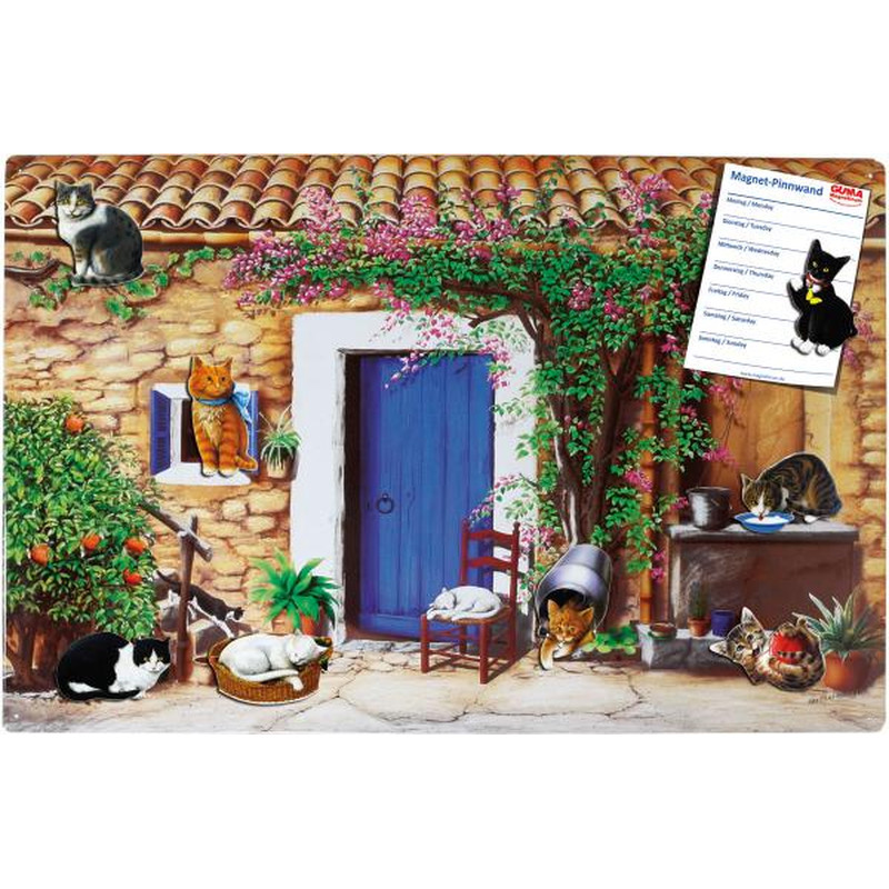Magnetic pinboard Cat Farmhouse 60x40 cm incl. 8 magnets