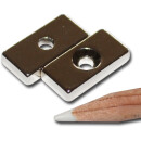 Neodymium magnets 20x10x4 with counterbore North 3,5 mm N40 - pull force 3,5 kg -