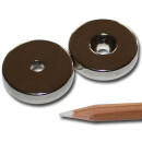 Neodymium magnets 30x5,5x7 with counterbore North NdFeB N40 - pull force 14 kg -