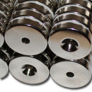 Neodymium magnets 30x5,5x7 with counterbore North NdFeB N40 - pull force 14 kg -