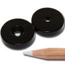 Neodymium magnets Ø30xØ5,5x7 with counterbore South black Epoxy - pull force 14 kg -