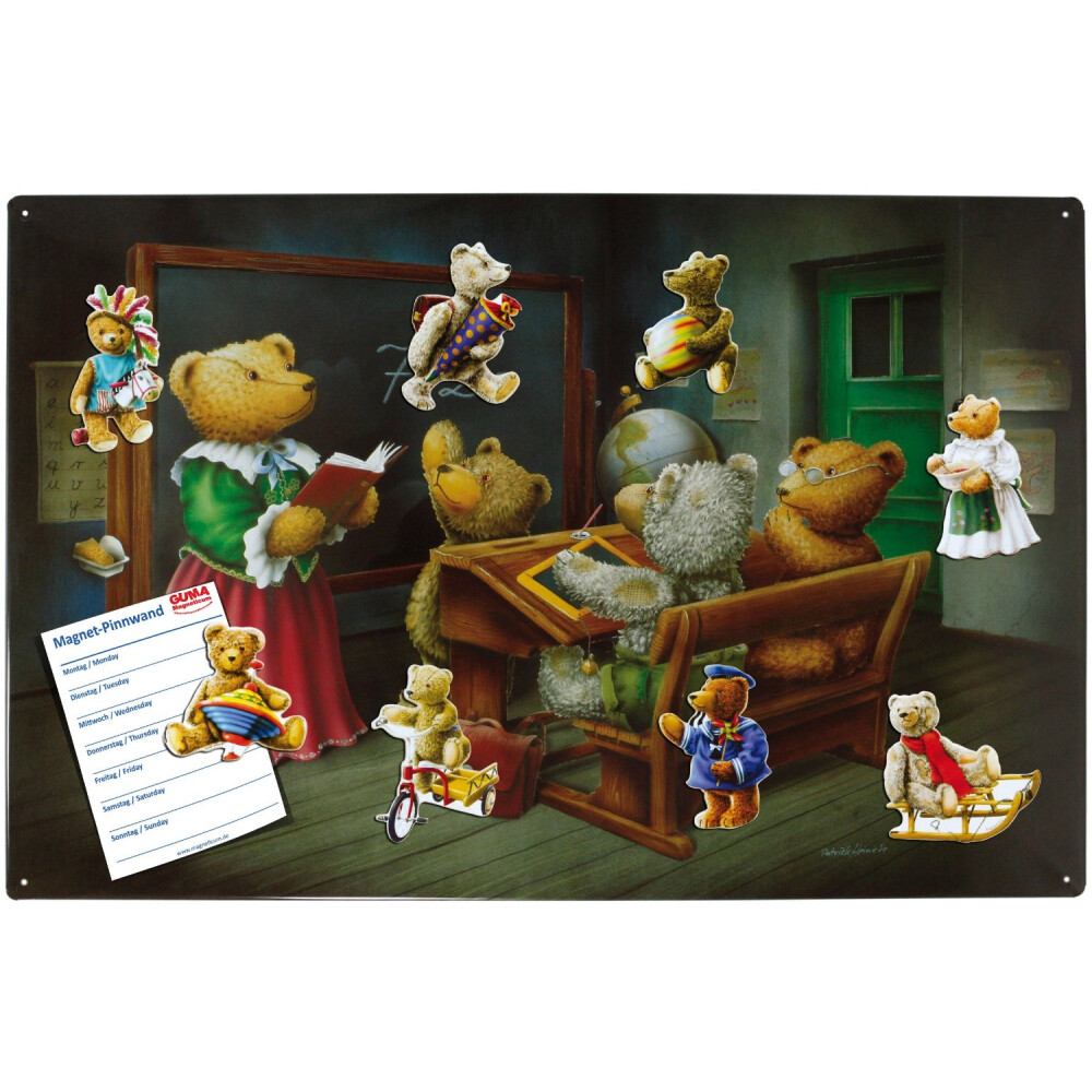 Magnettafel Pinnwand 'Teddy Herz Love' – 40x60cm, Mit Montageset