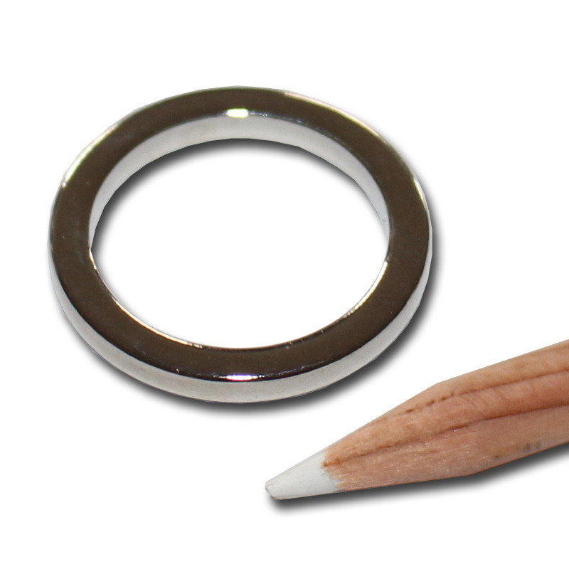 Neodymium ring magnets Ø27xØ21x3 NdFeB N42 - pull force 2,2 kg -