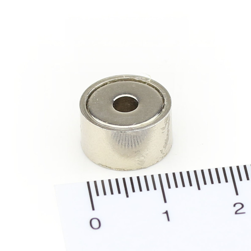 Neodymium flat pot magnets Ø 13 x 8 mm, with internal thread - 3 kg / 30 N