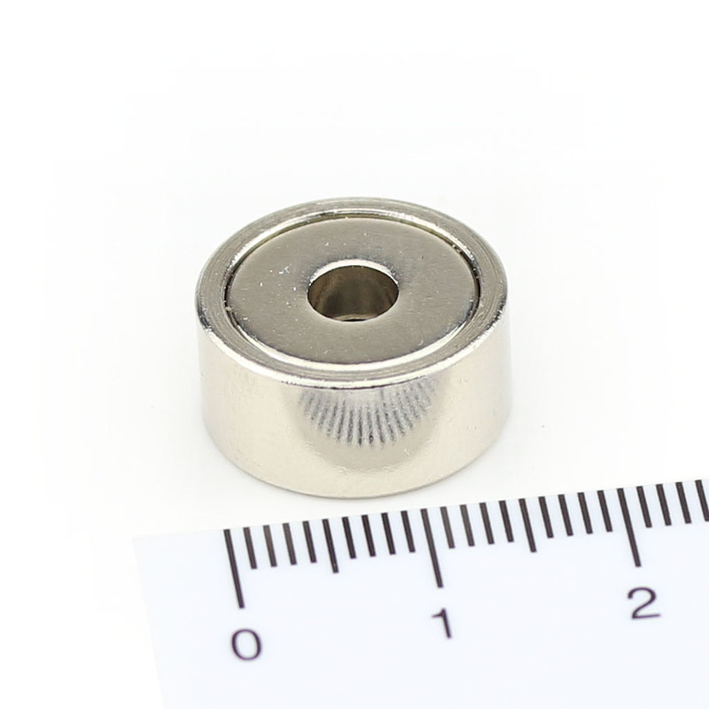 Neodymium flat pot magnets Ø 16 x 7 mm, with internal thread - 5 kg / 50 N
