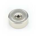 Neodymium flat pot magnets Ø 20 x 8 mm, with internal thread - 9 kg / 90 N