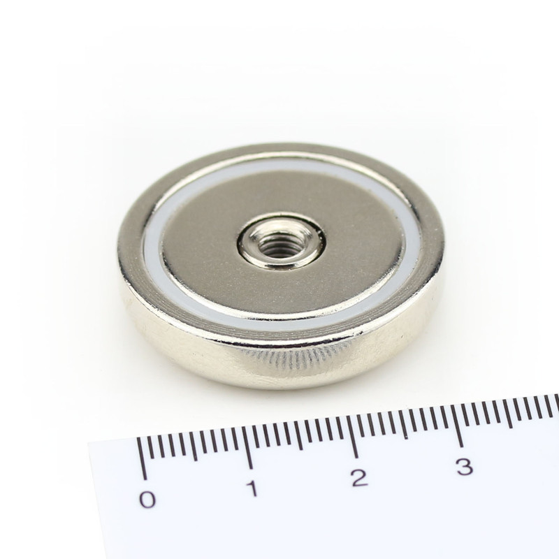Neodymium flat pot magnets Ø 32 x 7 mm, with internal thread - 33 kg / 330 N