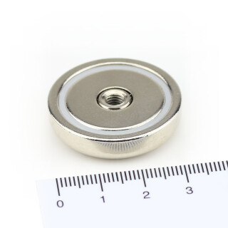 Neodymium flat pot magnets Ø 32 x 7 mm, with internal thread - 33 kg / 330 N