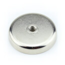 Neodymium flat pot magnets Ø 50 x 10 mm, with internal thread - 80 kg / 800 N