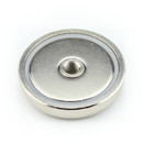 Neodymium flat pot magnets Ø 50 x 10 mm, with internal thread - 80 kg / 800 N