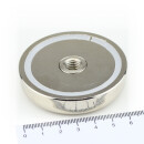 Neodymium flat pot magnets Ø 63 x 14 mm, with internal thread - 110 kg / 1100 N