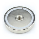 Neodymium flat pot magnets Ø 63 x 14 mm, with internal thread - 110 kg / 1100 N