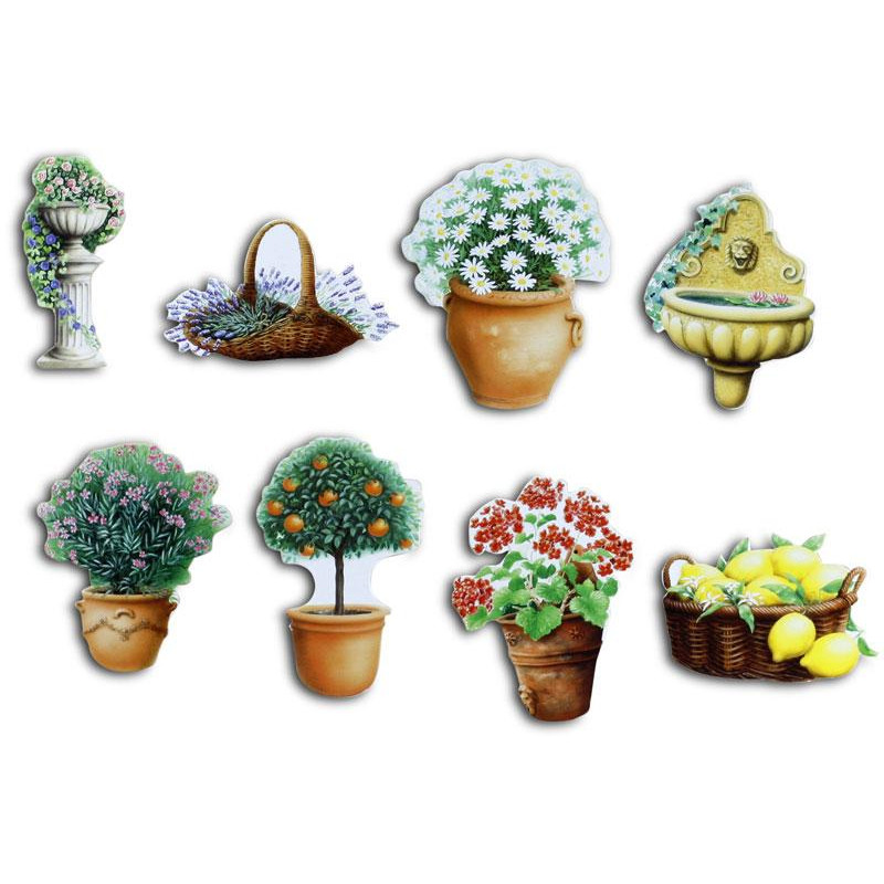 Pinboard Magnets Flowerpots Set with 8 pcs.
