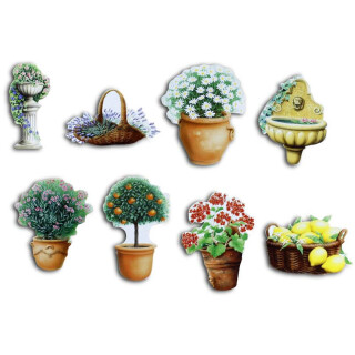 Pinboard Magnets "Flowerpots" Set with 8 pcs.
