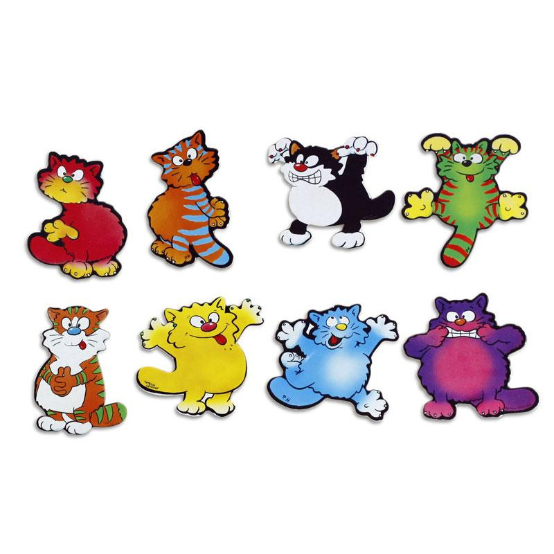 Pinboard Magnets Comic Cats Set with 8 pcs.