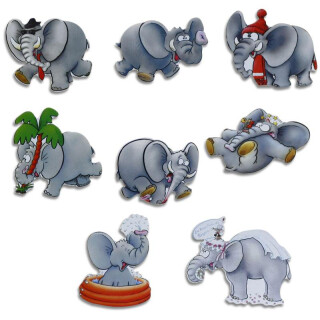 Pinnwandmagnete "Elefanten (Jumbos)" 8er Set Magnetpins