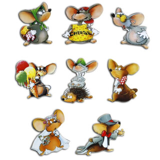 Pinboard Magnets "Mice" Set with 8 pcs.